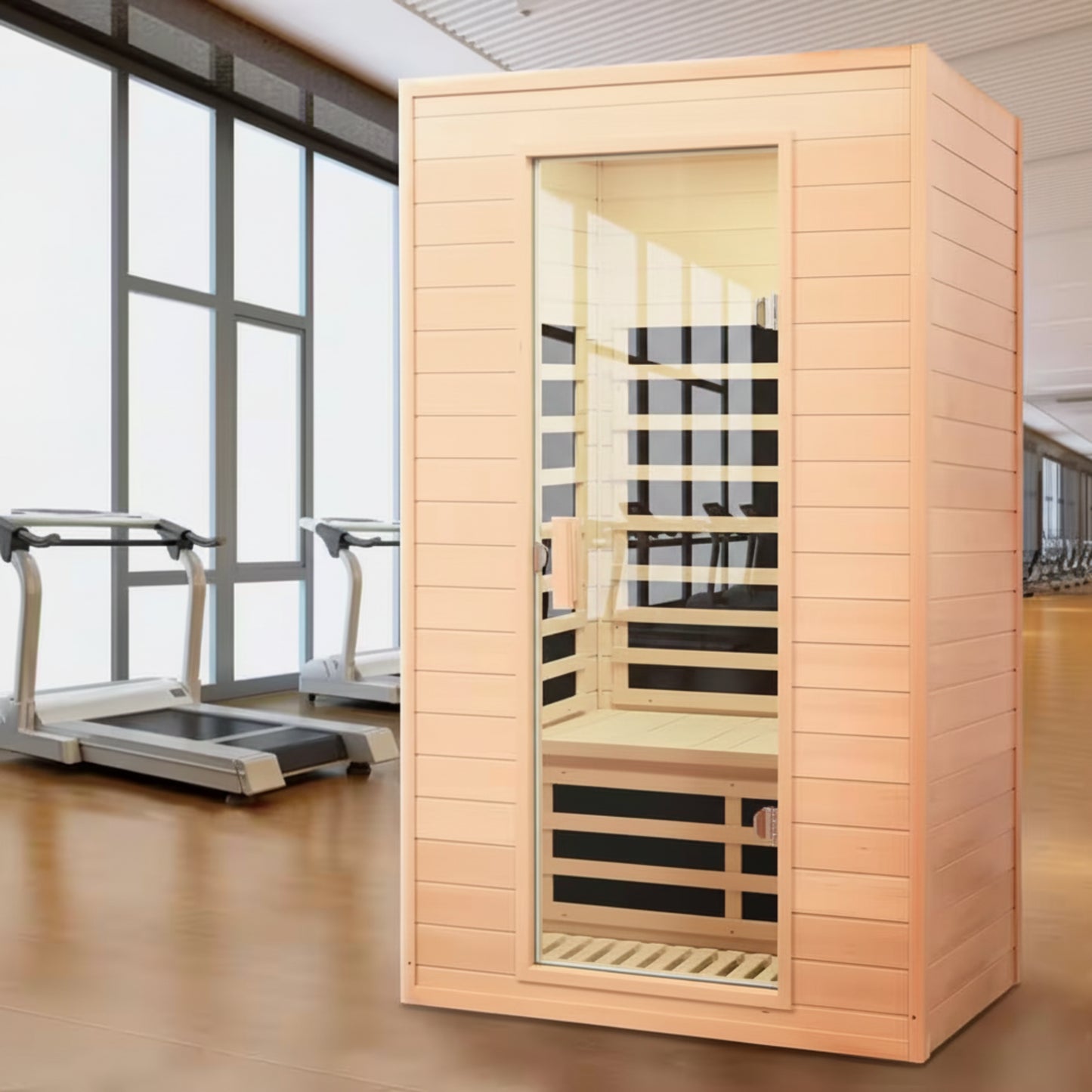 Moray 1-2 Person Indoor Hemlock Infrared Sauna with 5 Far-Infrared Carbon Crystal Heaters